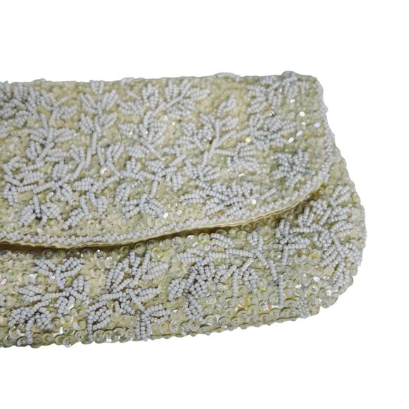La Regale Ltd Ivory Beaded & Sequined Evening Bag Made In Hong Kong (5907) - Picture 4 of 15